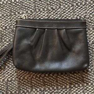 Coach black leather wristlet.